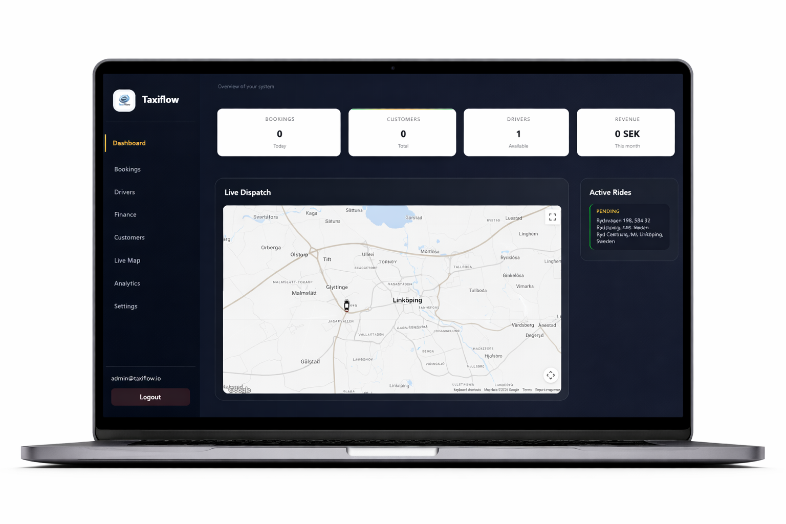 TaxiFlow dispatch dashboard