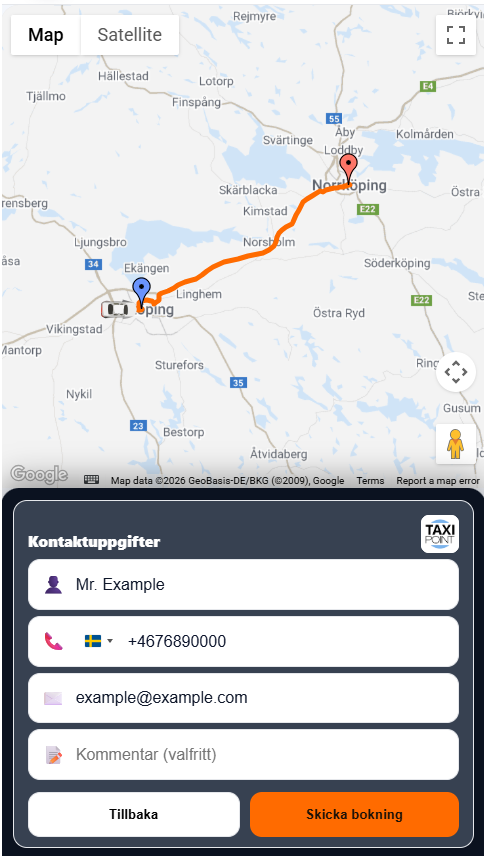 Taxi bokning – kontaktuppgifter